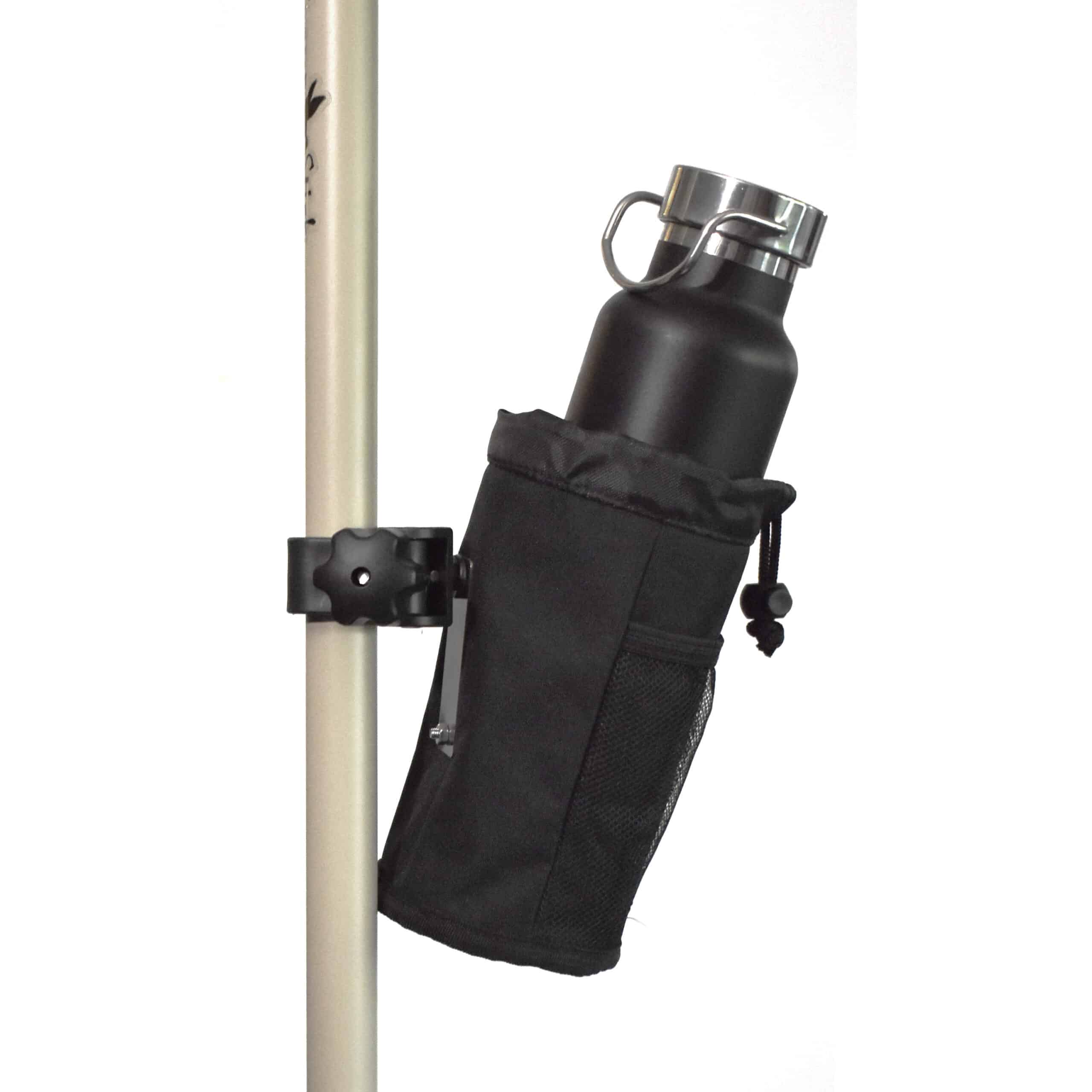 Insulated Bottle Holder with a bottle mounted to the Swamp Stick